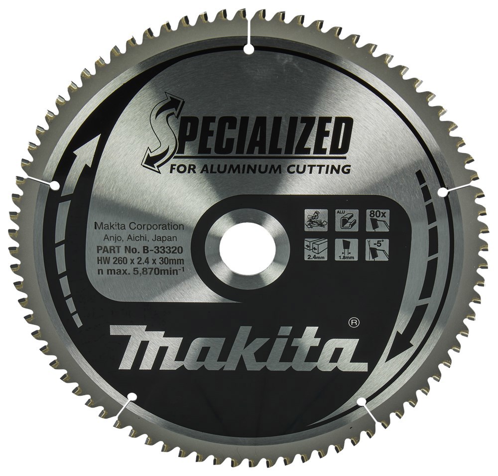 Cirkelzaagblad Hm Makita - 260X2.4X30MM 80T TCG NEGATIEF