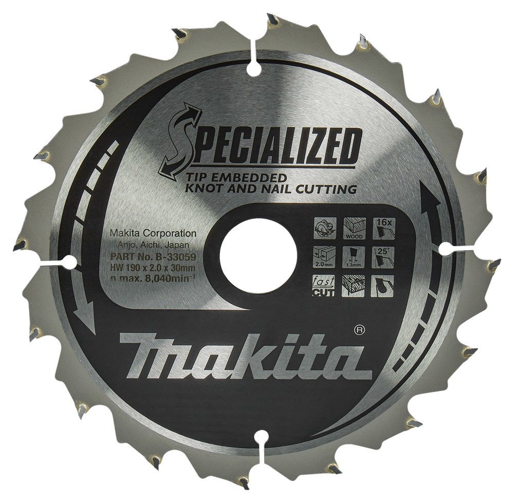Cirkelzaagblad Hm Makita - 190X2X30MM 16T ATB