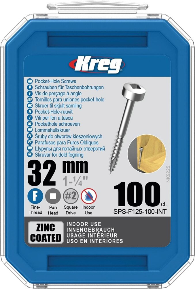 Pockethole Schroef Verzinkt Kreg - 32MM MAXI-LOC SQDR2 CILINDERKOP