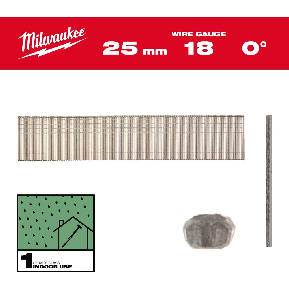 Brads Recht Gegalvaniseerd Milwaukee - SC1 1.2X25MM 18GA.